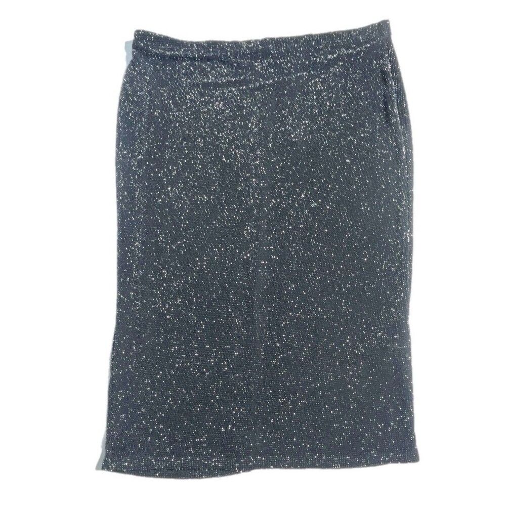 Boohoo Black Glitter Skirt Stretch Waist Disco Boho Festival Size 16 Women